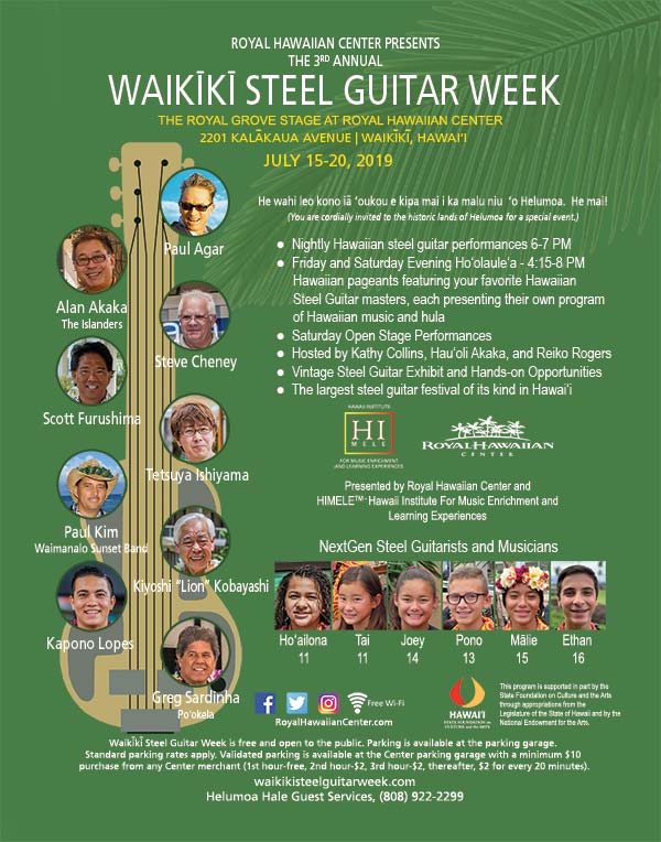 2019 Waikīkī Steel Guitar Week Poster